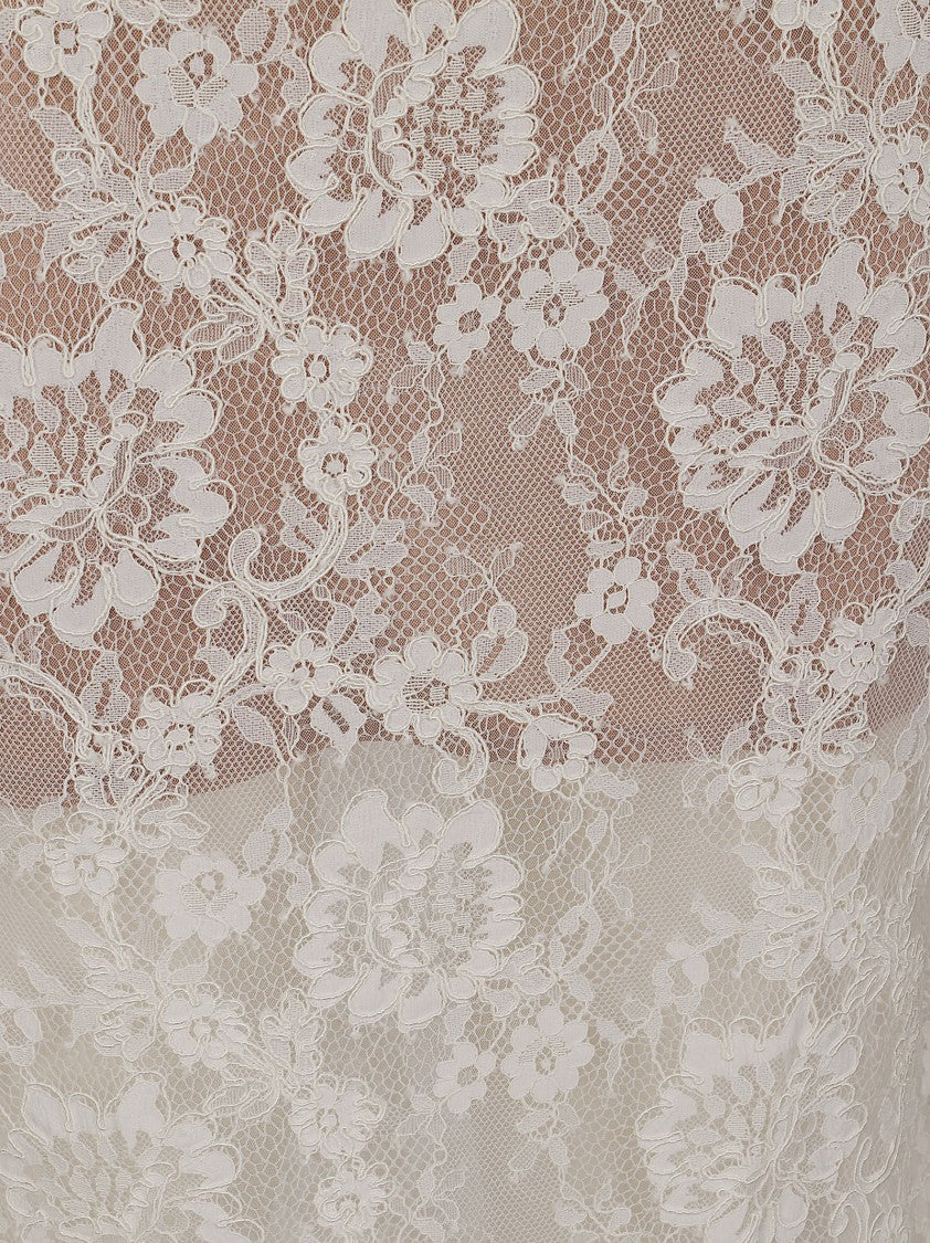 Self-Portrait Sheer White Floral Lace Maxi Dress