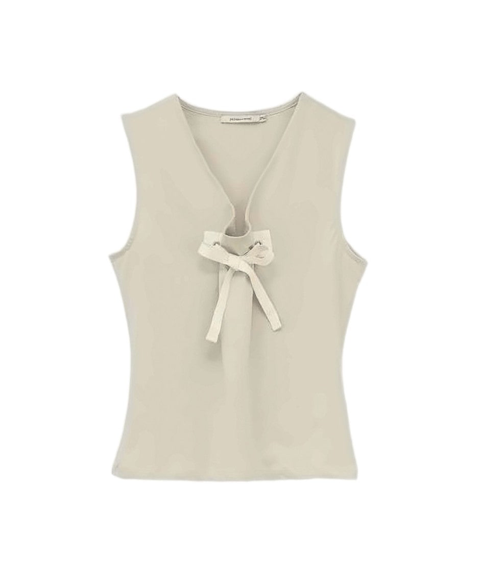 Paloma Wool Sleeveless V-Neck Top With Front Tie Detail