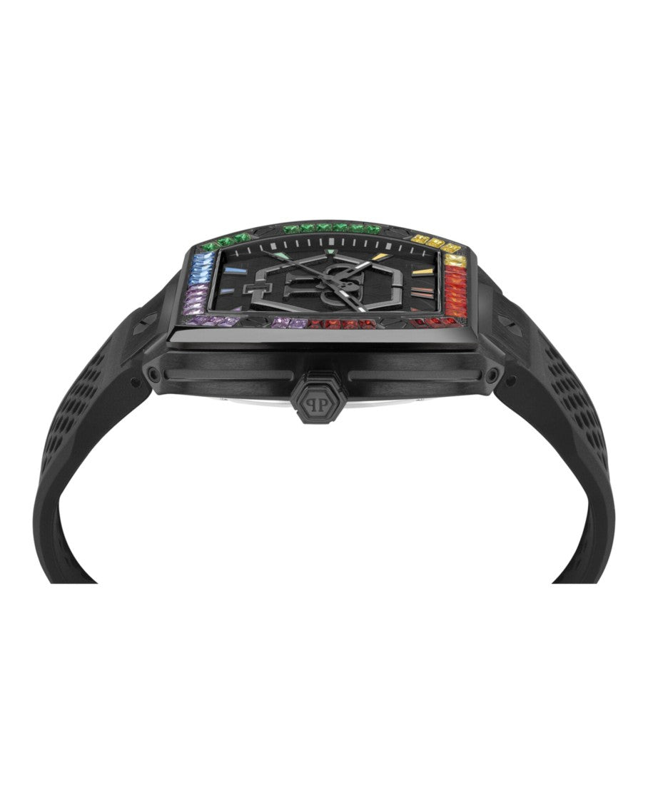 Philipp Plein Hexagon Phantom Silicone Watch With Colorful Cubic Zirconia Details