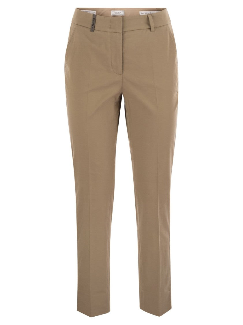 Peserico Light Cotton Satin Cigarette Trousers