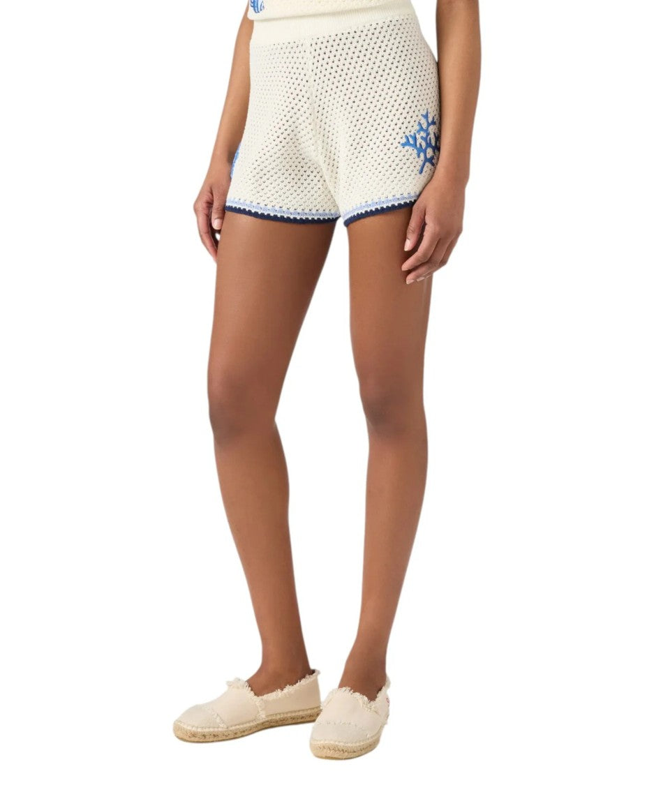 Mc2 Saint Barth Cream Textured Knit Shorts