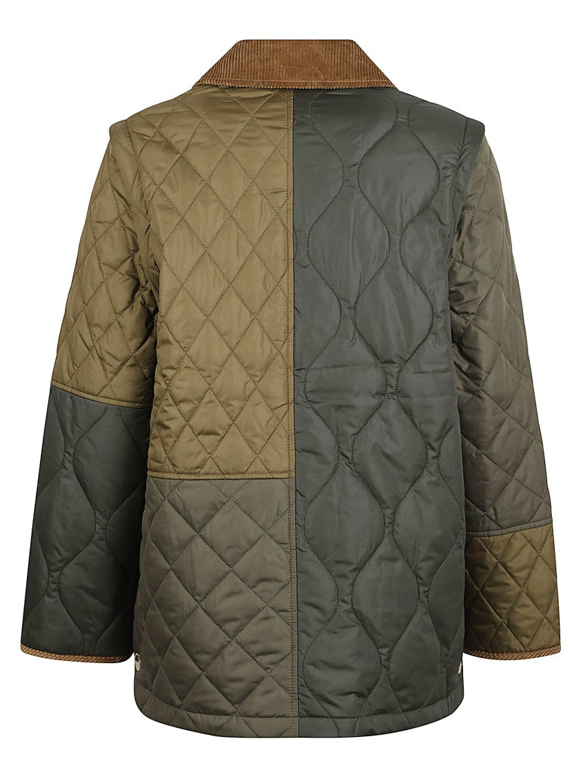 Barbour Olive Green Diamond Quilted Long Coat