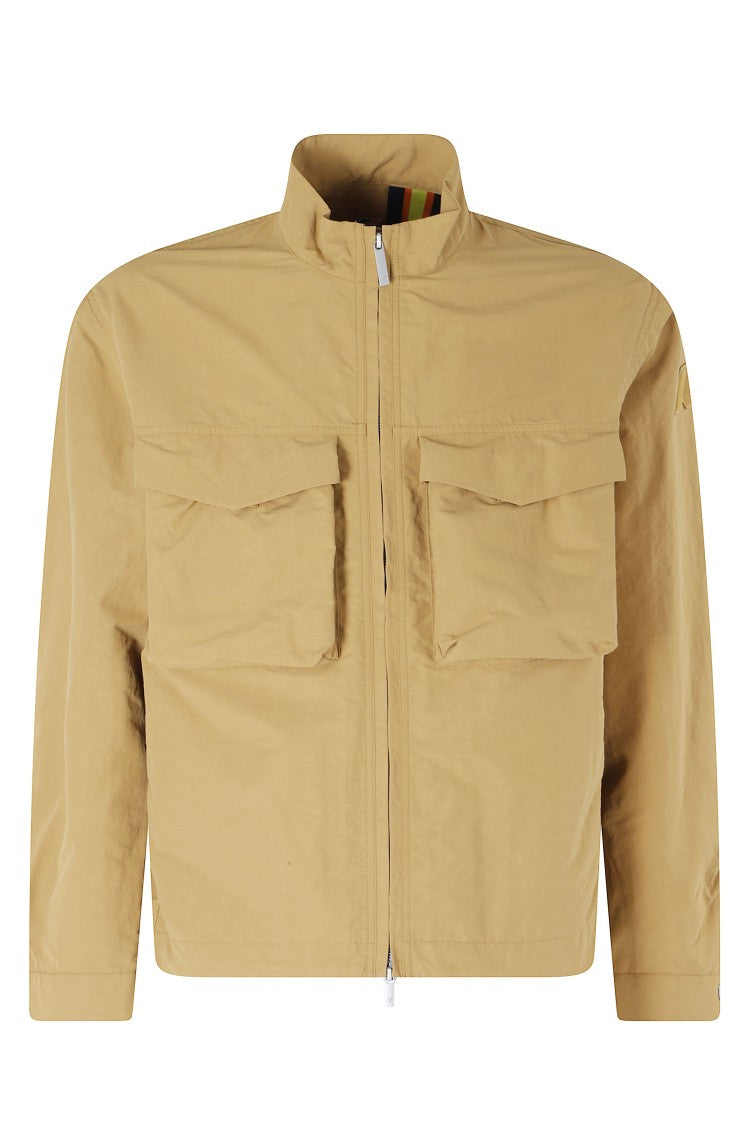 K-Way Brown Orian High Collar Flap Pockets Nylon Jacket