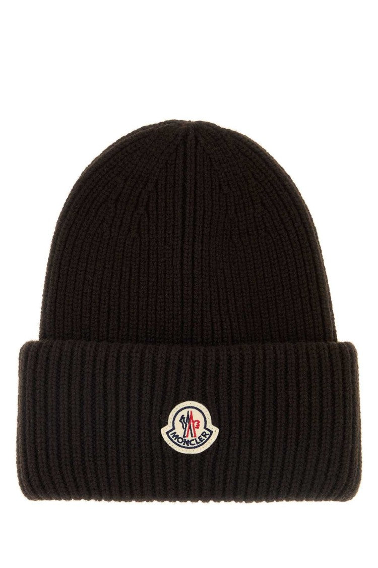 Moncler Dark Brown Wool Blend Beanie Hat
