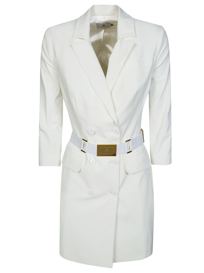 Elisabetta Franchi Double Breasted Logo Buckle Mini Dress