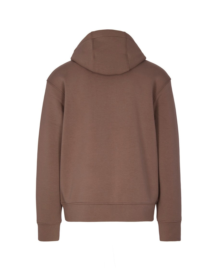 Emporio Armani Warm Chenille-Interior Jersey Hoodie With Rubberized Logo