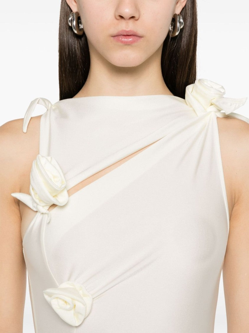 Coperni Evening Dress With Knotted Fabric Flowers
