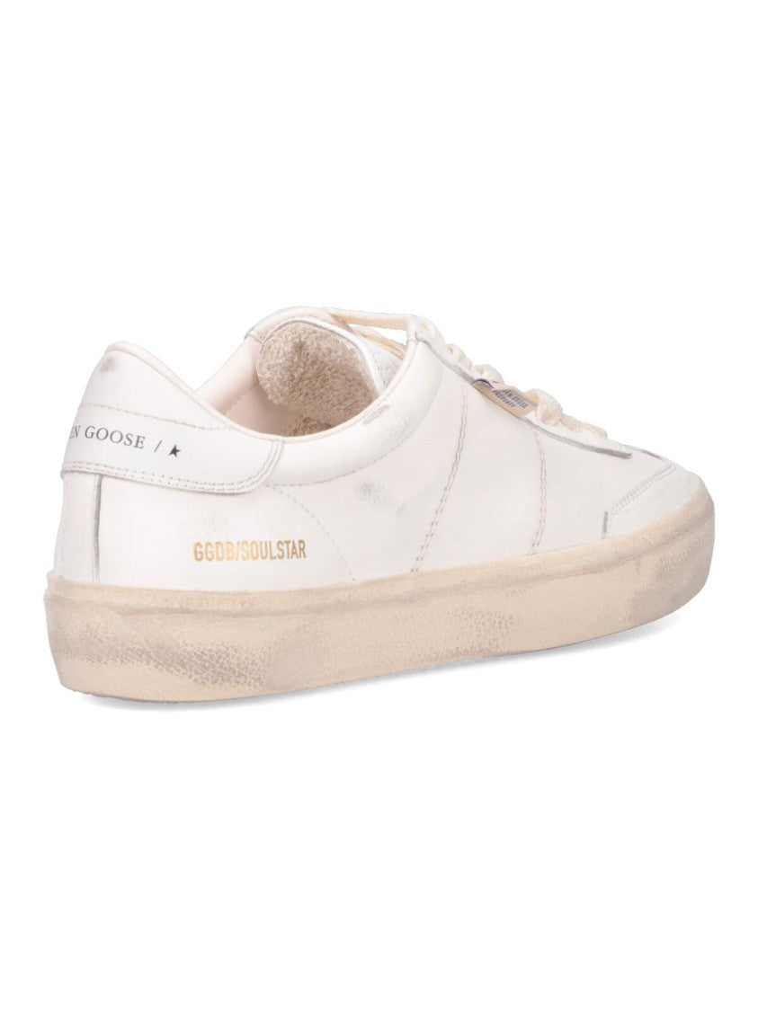 Golden Goose White Soul Star Distressed Leather Sneakers