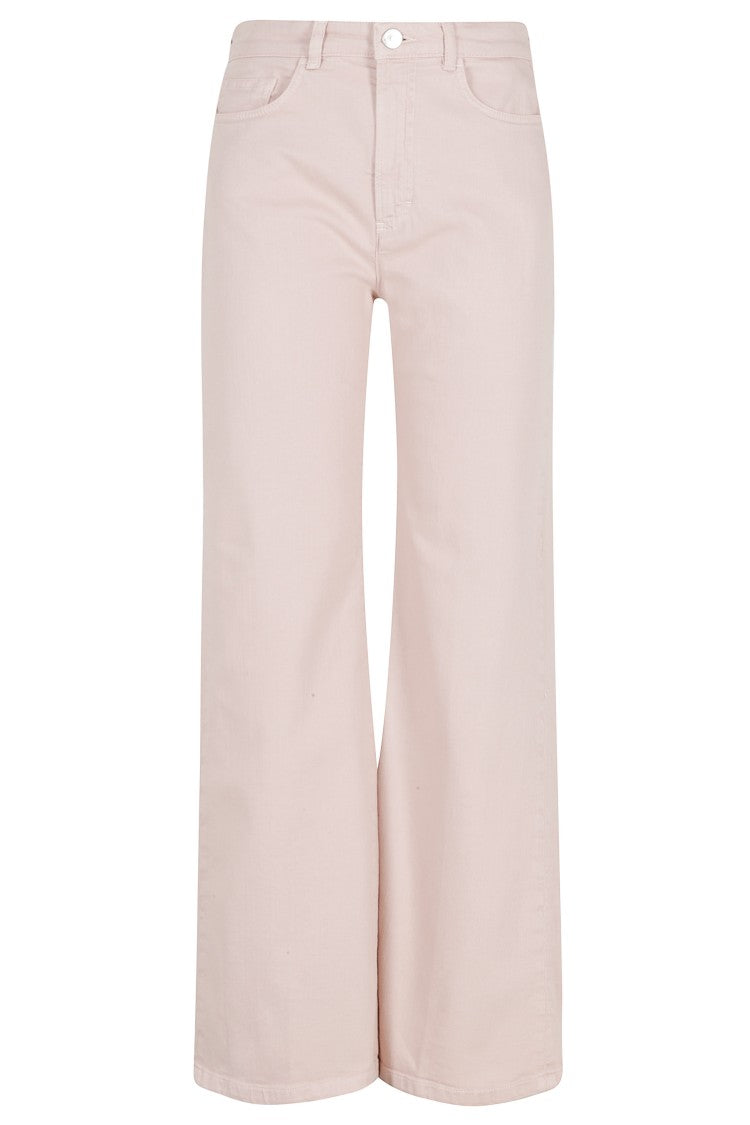 Seventy Pink Flared Belt-Loops Cotton Pants
