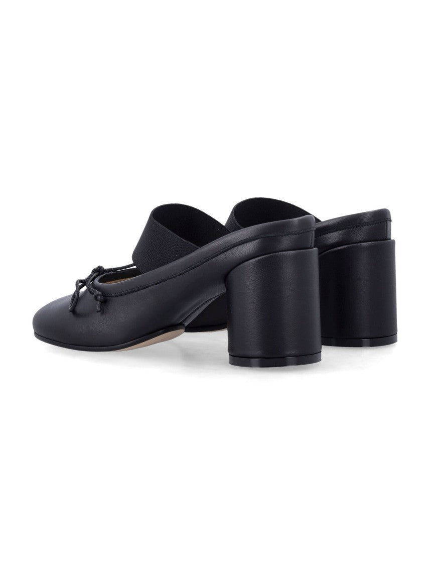 Mm6 By Maison Margiela Anatomic Chunky Block Heel Leather Mules