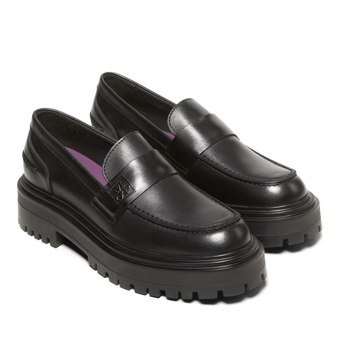 Marc O'polo Black Elin 1A Classic Penny Strap Ridged Sole Leather Loafers
