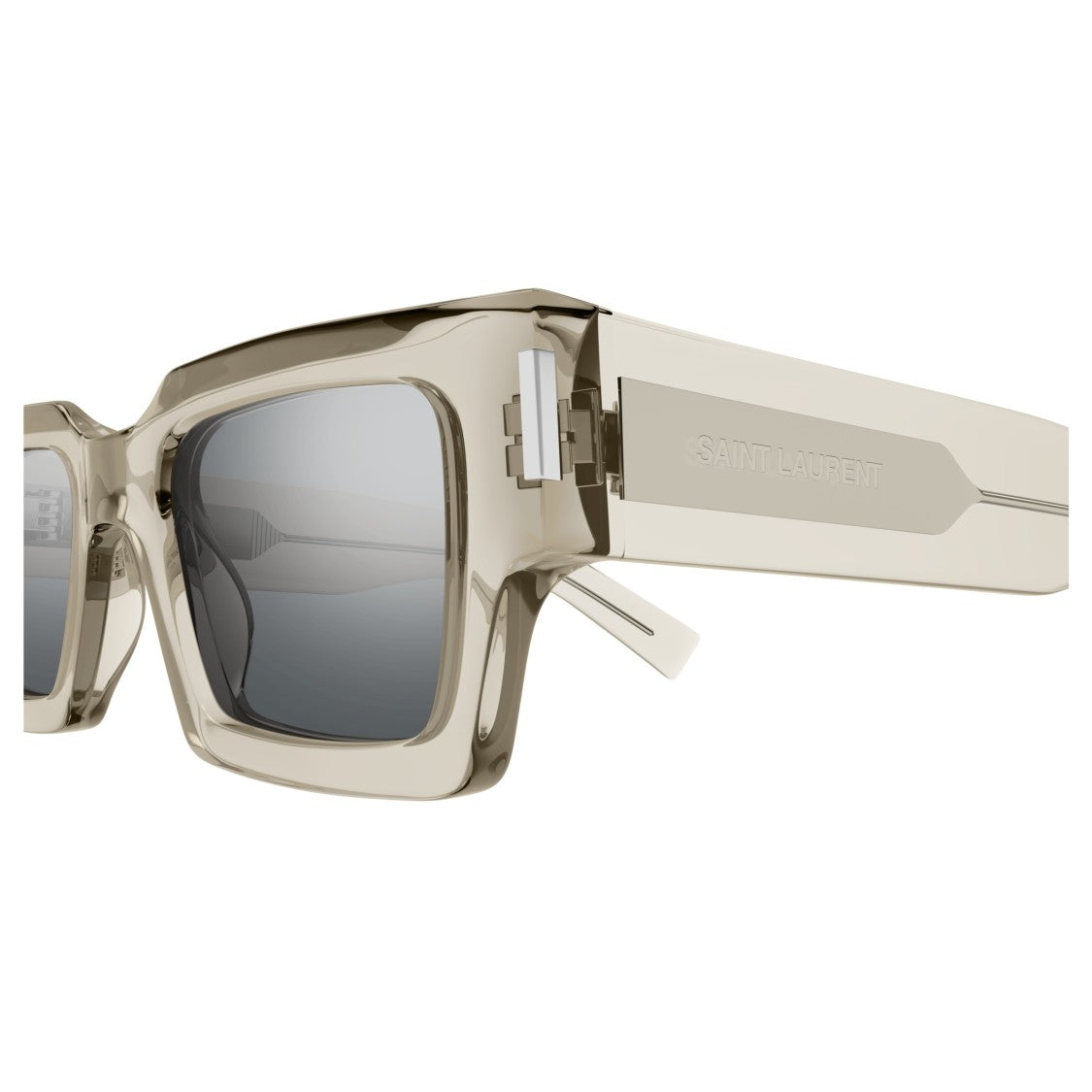 Saint Laurent Oversized Square Frame Sunglasses In Translucent Taupe