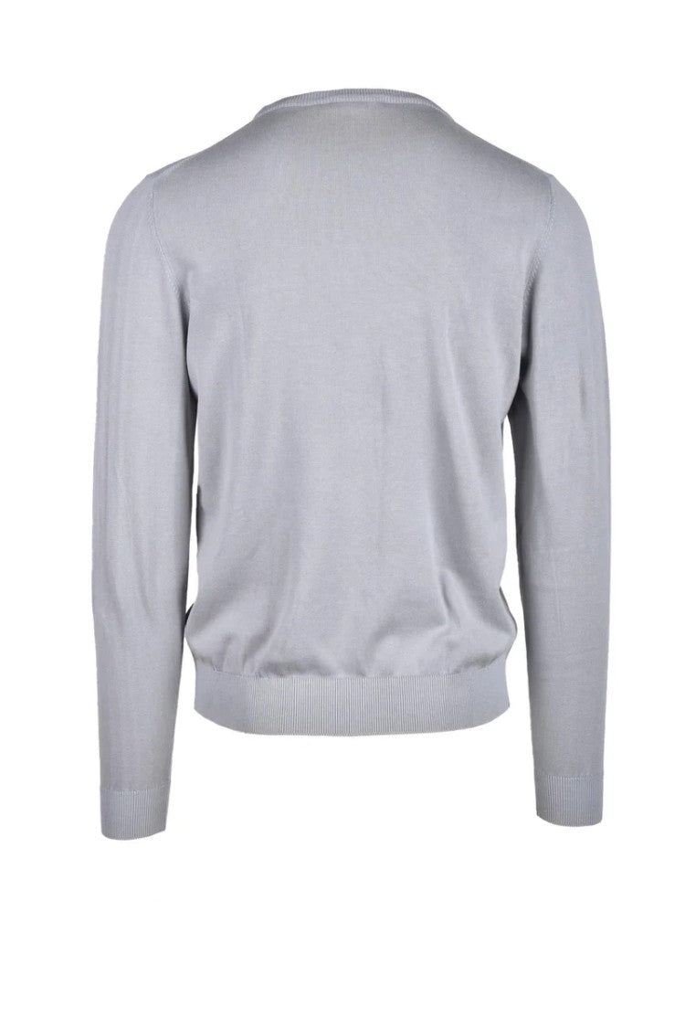 Planet Grid Grey Crewneck Cotton Sweater