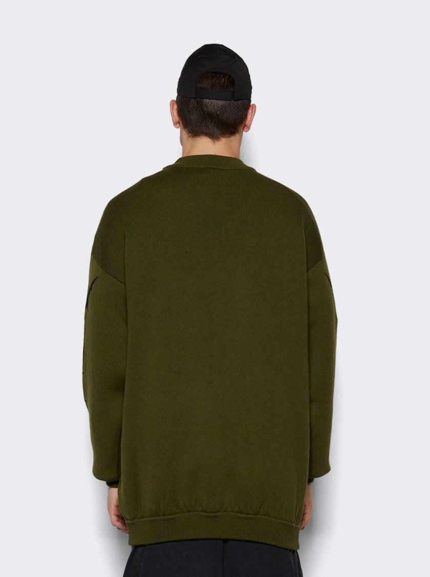 Vetements Metal Sleeve Logo Sweater Khaki