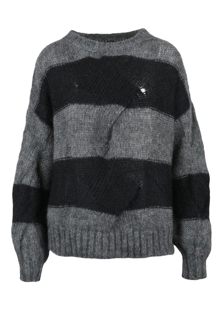 Dondup Mohair Crewneck Sweater - Black/Grey