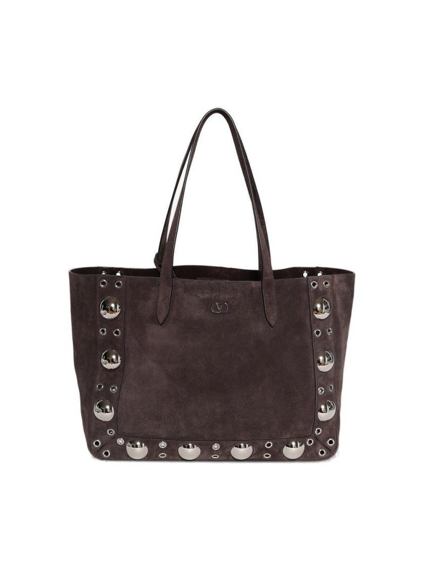 Valentino Garavani Medium Nellcôte Suede Shopping Tote Dark Brown