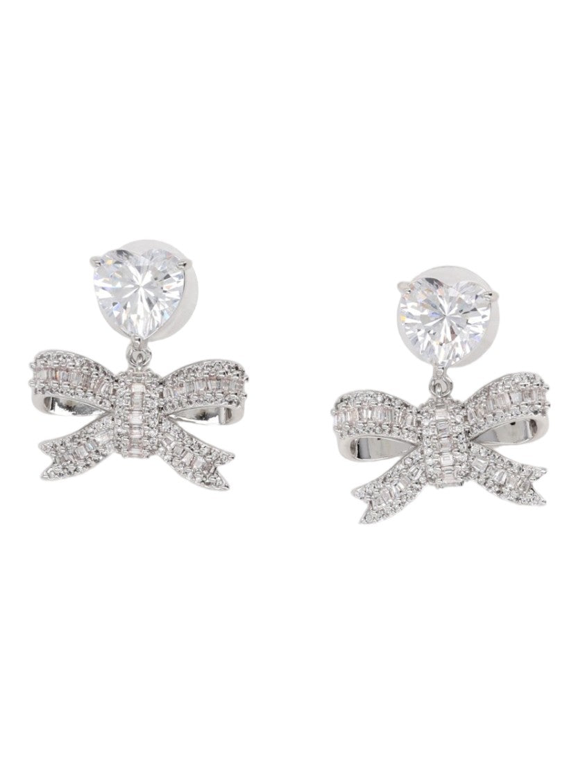 Self-Portrait Heart-Shaped Cz Bow Drop Earrings