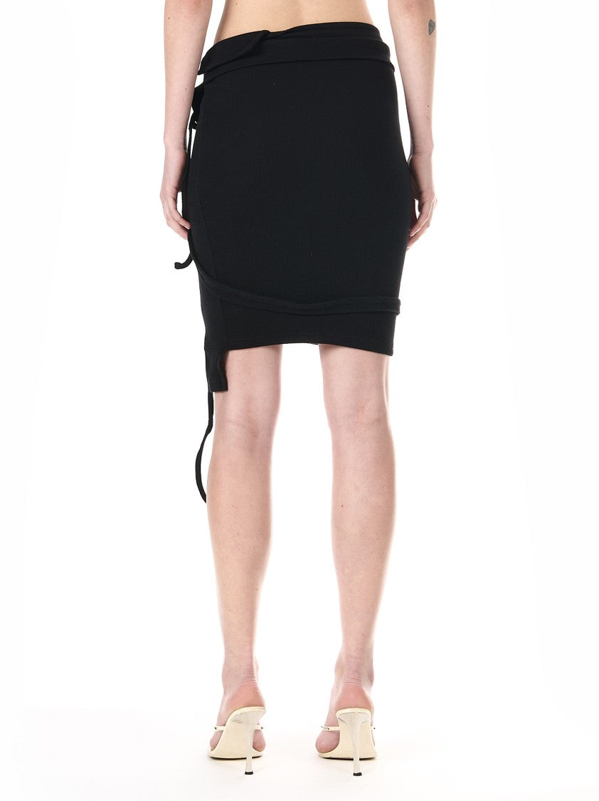 Ottolinger Black Ribbed Stretch Cotton Skirt