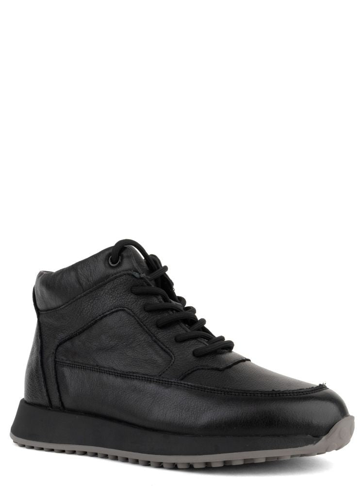 Linda Baumann Black Leather Lace-Up Ankle Boots