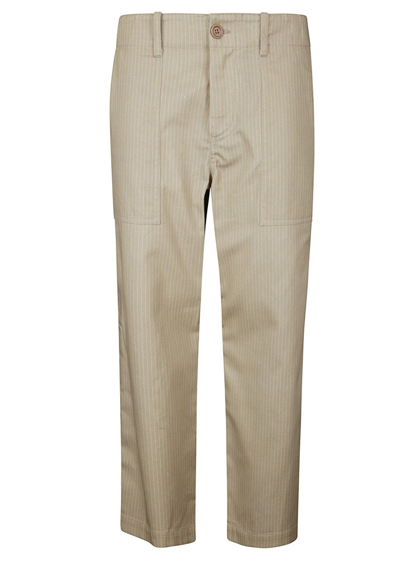 Jejia Ankle-Length Lightweight Cotton Pants With Dual-Color Panel