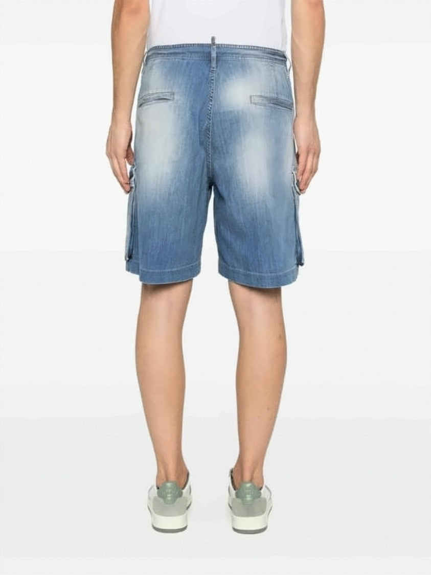 Dsquared2 Blue Straight-Fit Denim Cargo Shorts