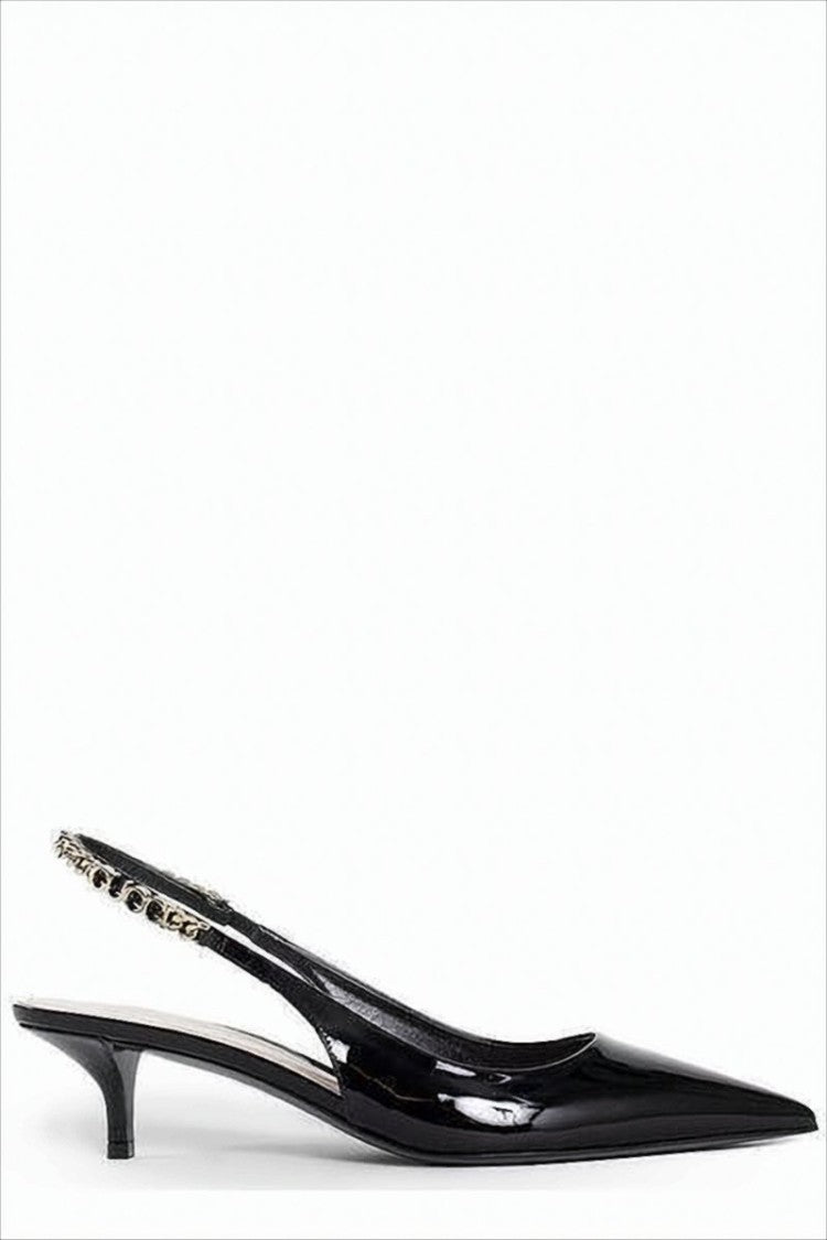 Gucci Glossy Leather Pointed-Toe Slingback Pump