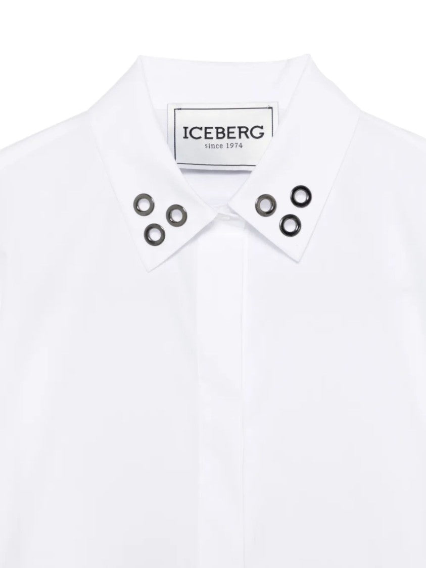 Iceberg Cropped White Eyelet Detail Shirt