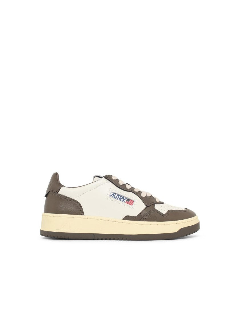 Autry 'Medalist Low' White And Brown Leather Sneakers