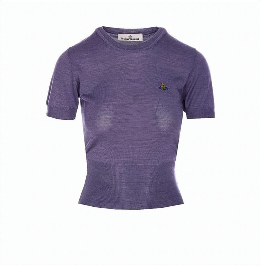 Vivienne Westwood Short-Sleeve Wool-Silk Blend Top With Round Neckline