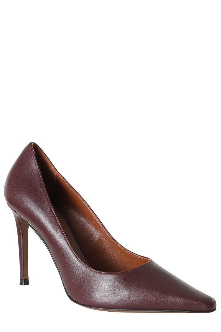 Roberto Festa Bordeaux Glossy Tapered Toe Bride95 Leather Pumps
