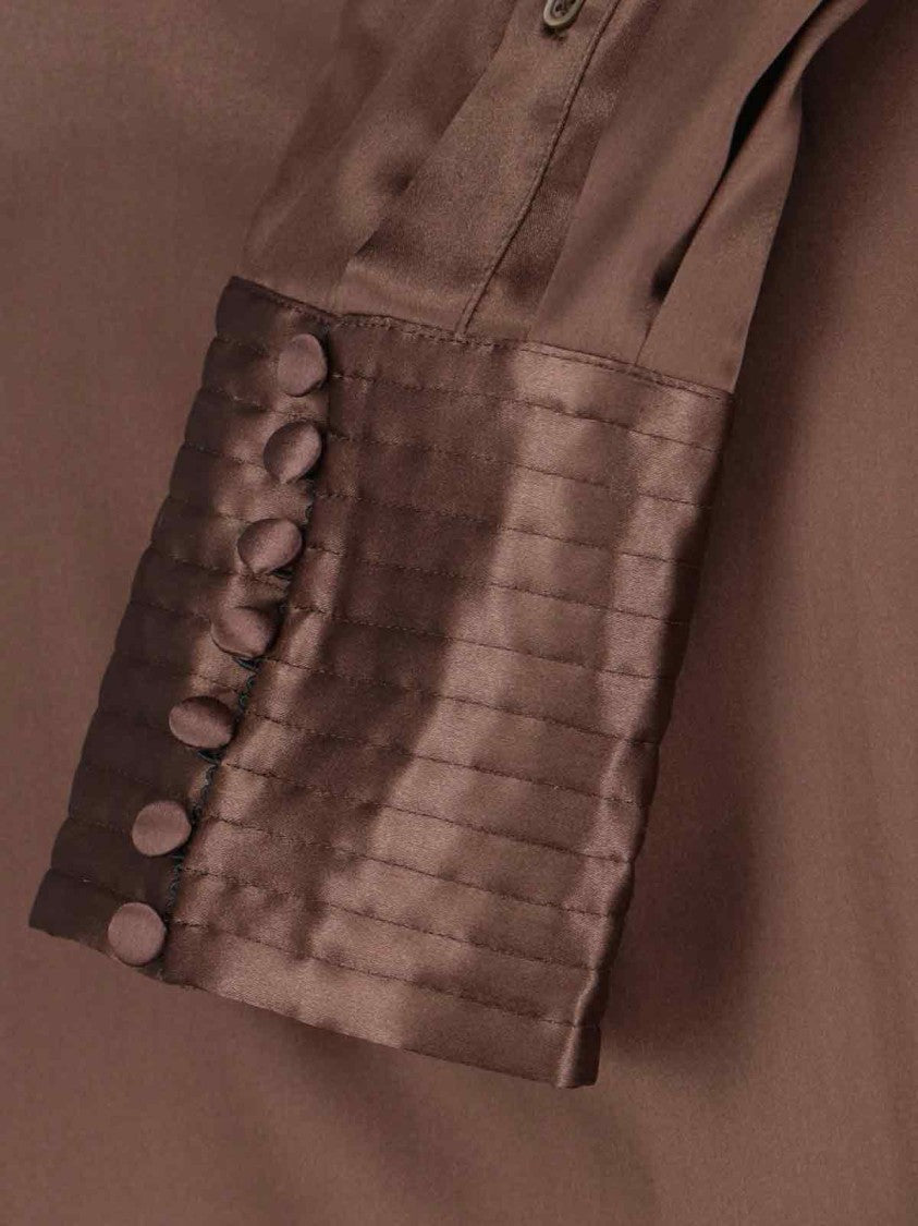 Dries Van Noten Draped Silk Blend Shirt – Brown