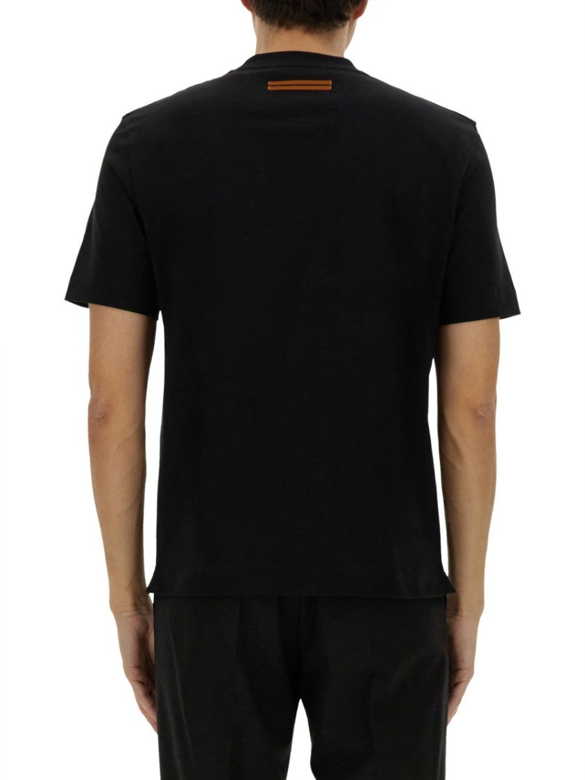 Zegna Black Jersey T-Shirt With Classic Crew Neckline