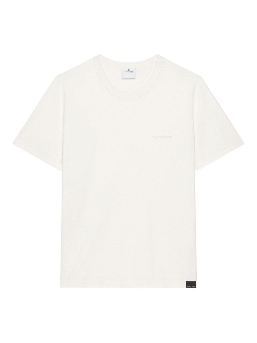 Courrèges White Logo Embossed Crew Neck T-Shirt