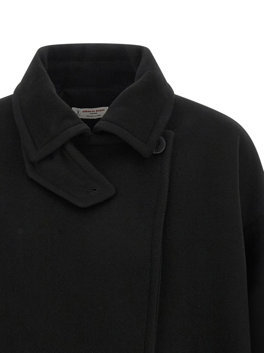 Alberto Biani Double-Breasted Wool Caban With Shirt Collar