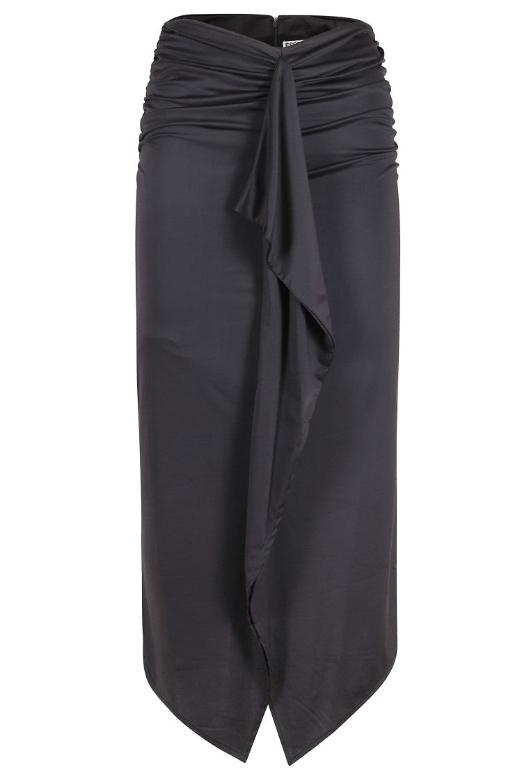 Essentiel Antwerp Black Janedoe Draped Central Viscose-Blend Midi Dress