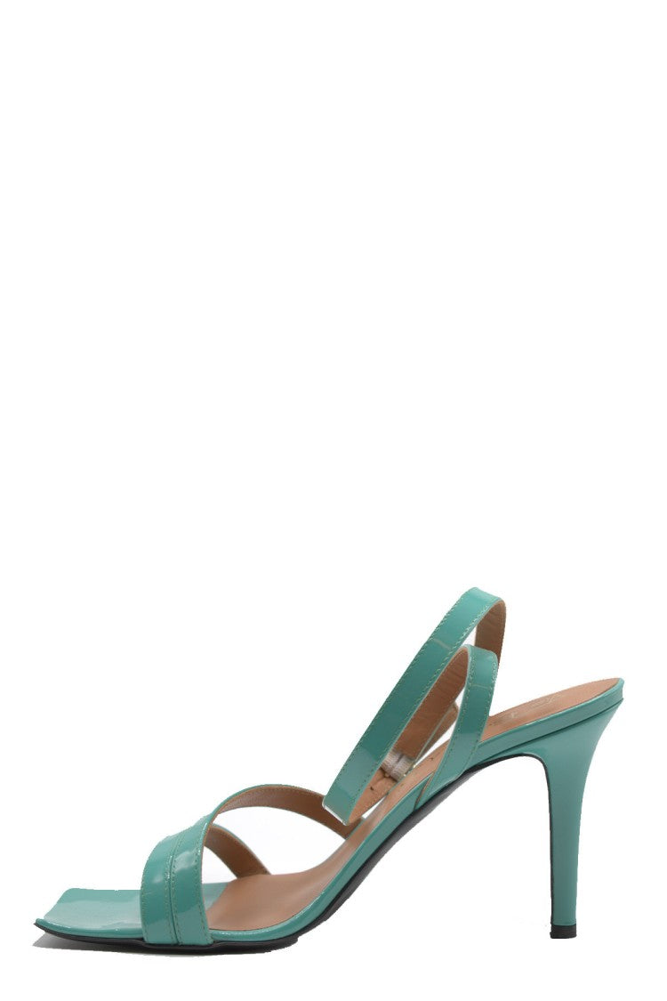 Via Roma 15 Teal Leather Sandals