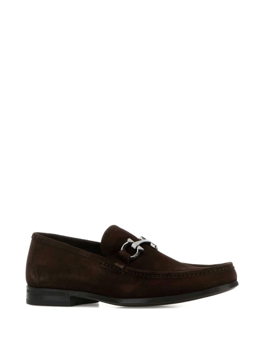 Ferragamo Suede Loafers With Gancini Buckle Detail