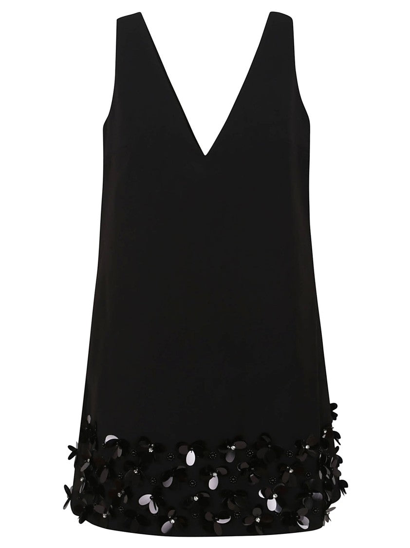 Self-Portrait Black Crepe 3D Sequin Mini Dress