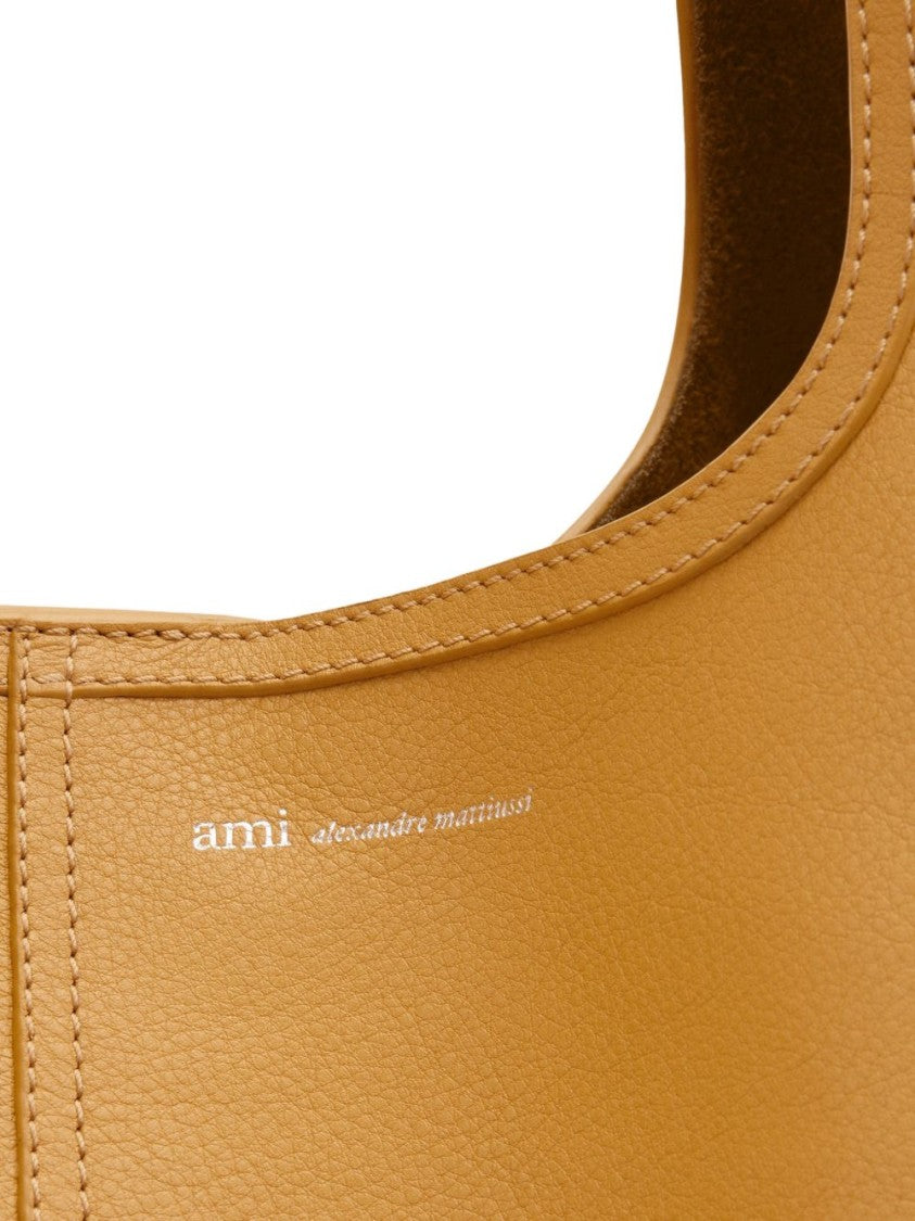 Ami Paris Honey Leather Embossed Logo Shoulder Bag