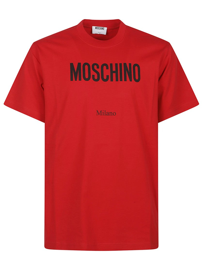 Moschino Red Logo Print Cotton T-Shirt