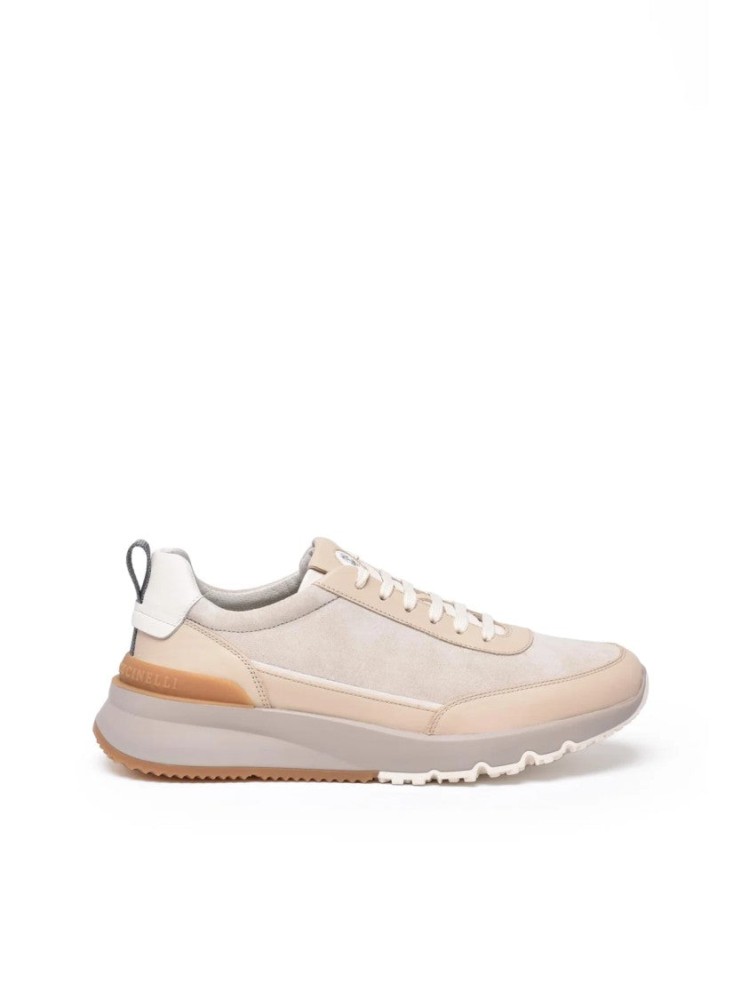 Brunello Cucinelli Beige Suede Low-Top Sneakers