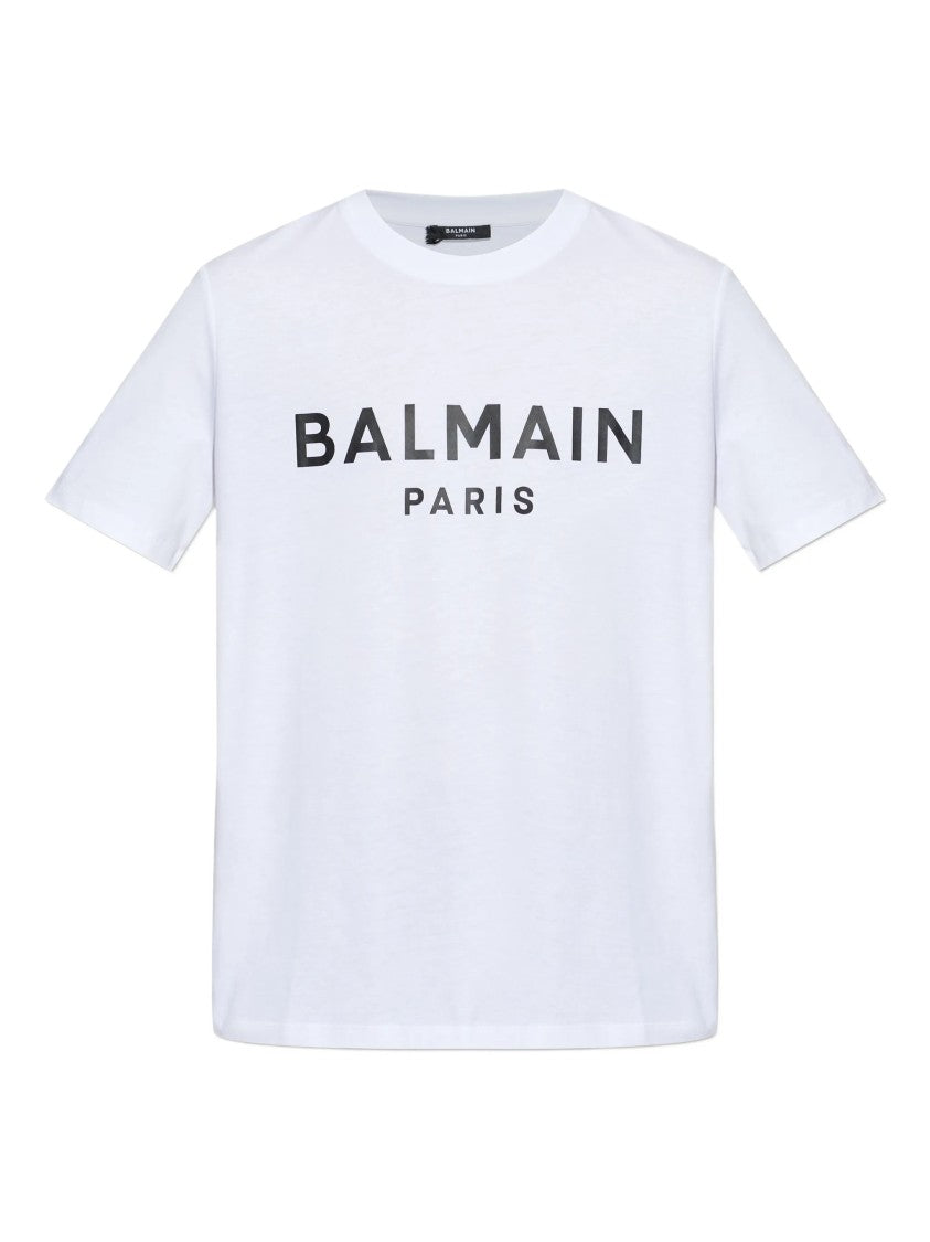 Balmain White Loose Ss Bold Logo T-Shirt
