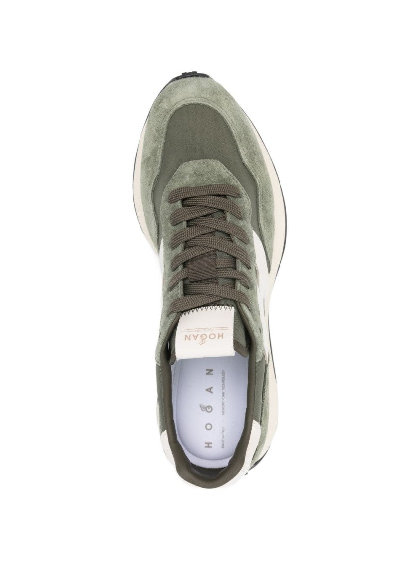 Hogan Green Silk And Nylon Star Sneakers