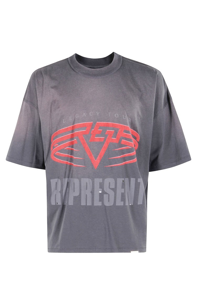 Represent Fade Grey Living Legacy Sun Cotton-Blend Printed T-Shirt