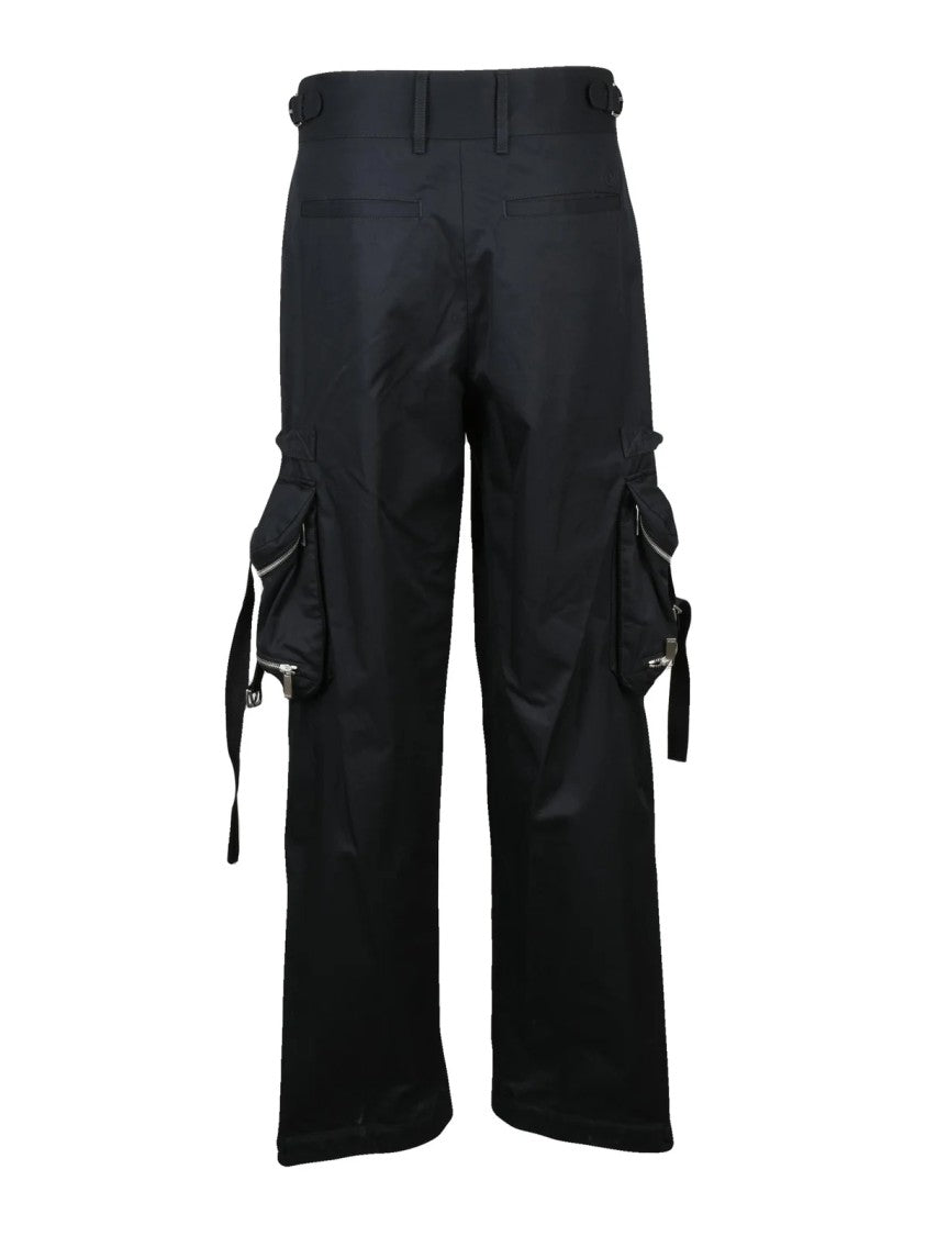 Off-White Relaxed Fit Black Cargo Pants With High Waist And Multiple Pockets