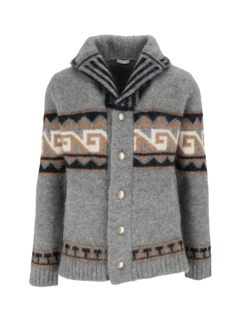 Borgo Asolo Geometric Pattern Textured Knit Jacket