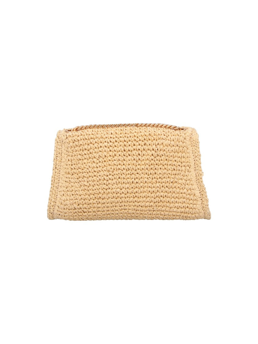 Tory Burch Beige Kira Turnlock Raffia Bag