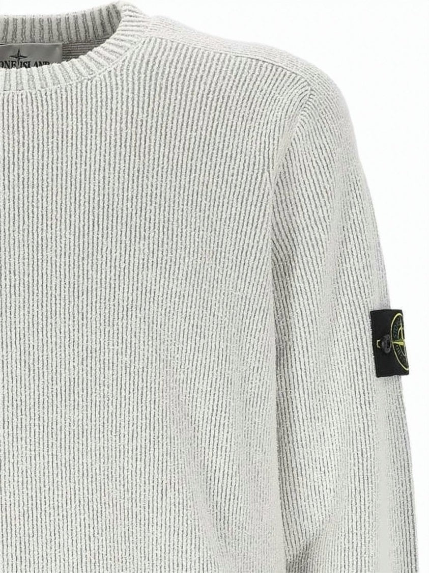 Stone Island Ribbed Knit Sweater With Iconic Patch