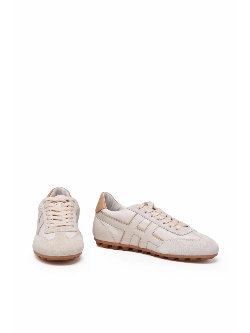 Hogan White Leather Suede Sneakers
