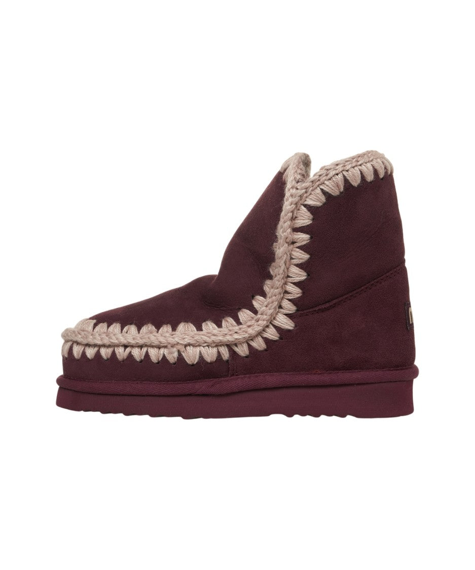 Mou Eskimo Ankle Boots In Deep Burgundy Suede